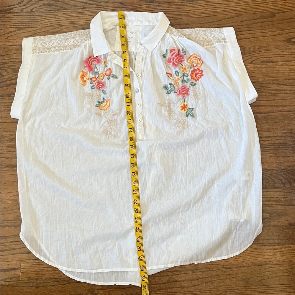 Karyn Seo Anni Cotton Embroidered Point Collar Short Sleeve Blouse - Picture 14 of 14